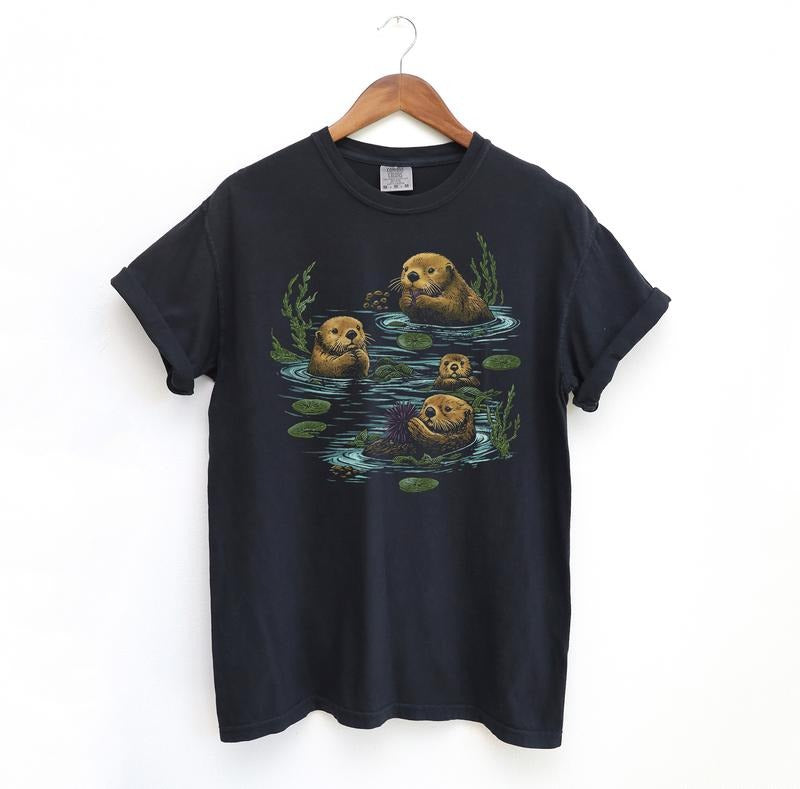 90s Style Sea Otter T-Shirt, Retro Wildlife Comfort Colors Graphic Tee, Hiking National Parks TShirt Hoodie Sweatshirt