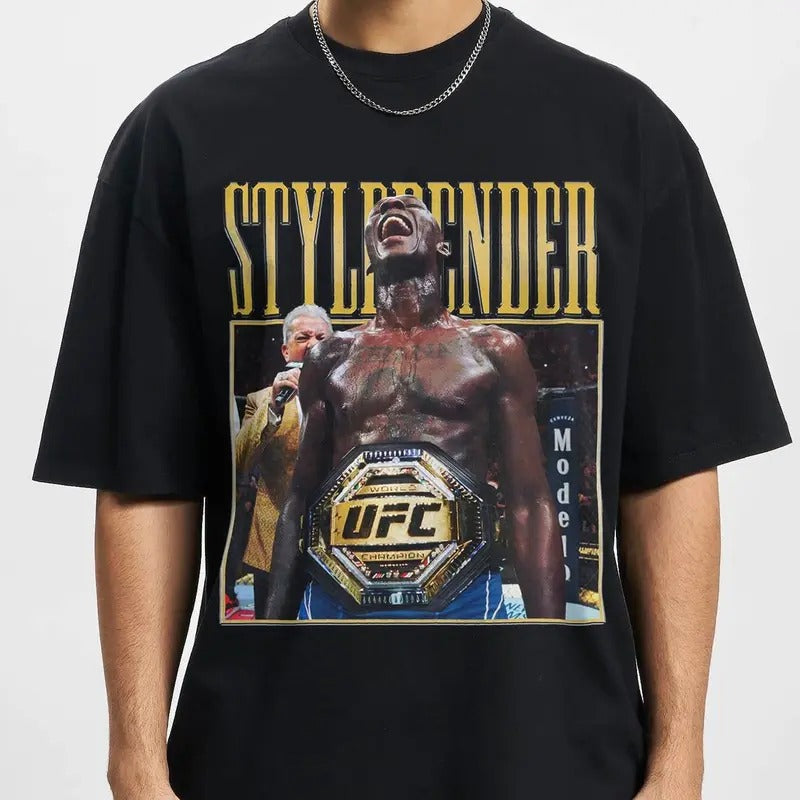 90s Vintage Israel Adesanya Bootleg Style Boxing Shirt Graphic Tee Retro Shirt Cotton Long Sleeve Hoodie Sweatshirt