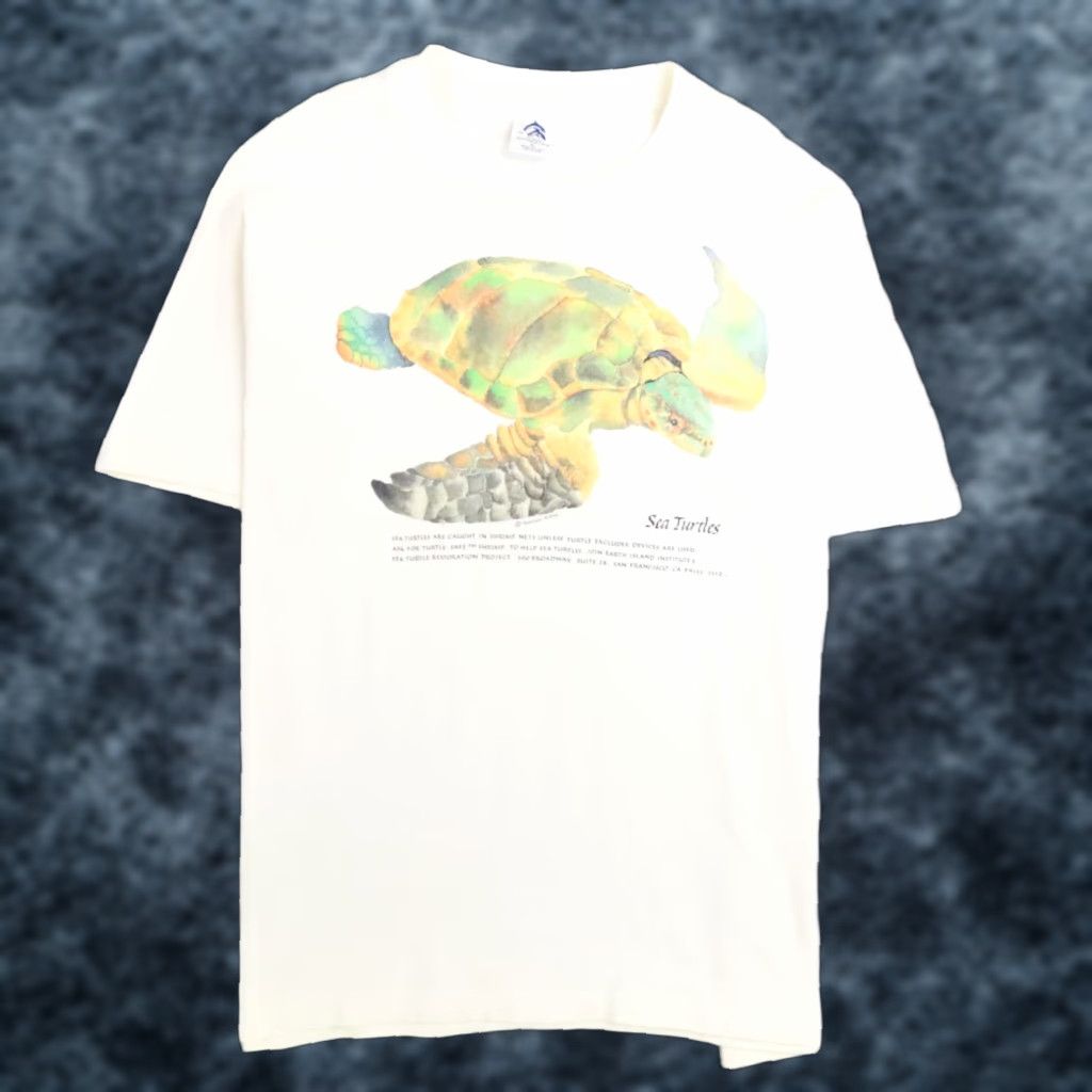 Vintage Unbranded T Shirt Sea Turtles Men S Xl White Nature 90s Hoodie Sweatshirt | PrintMintTees.com