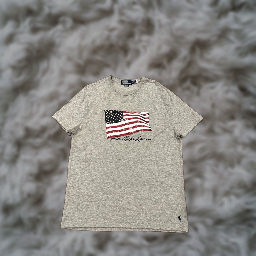 Ralph Lauren Polo Ralph Lauren Usa Flag Graphic Crewneck T Shirt Men L Gray Cotton Knit Short S Hoodie Sweatshirt
