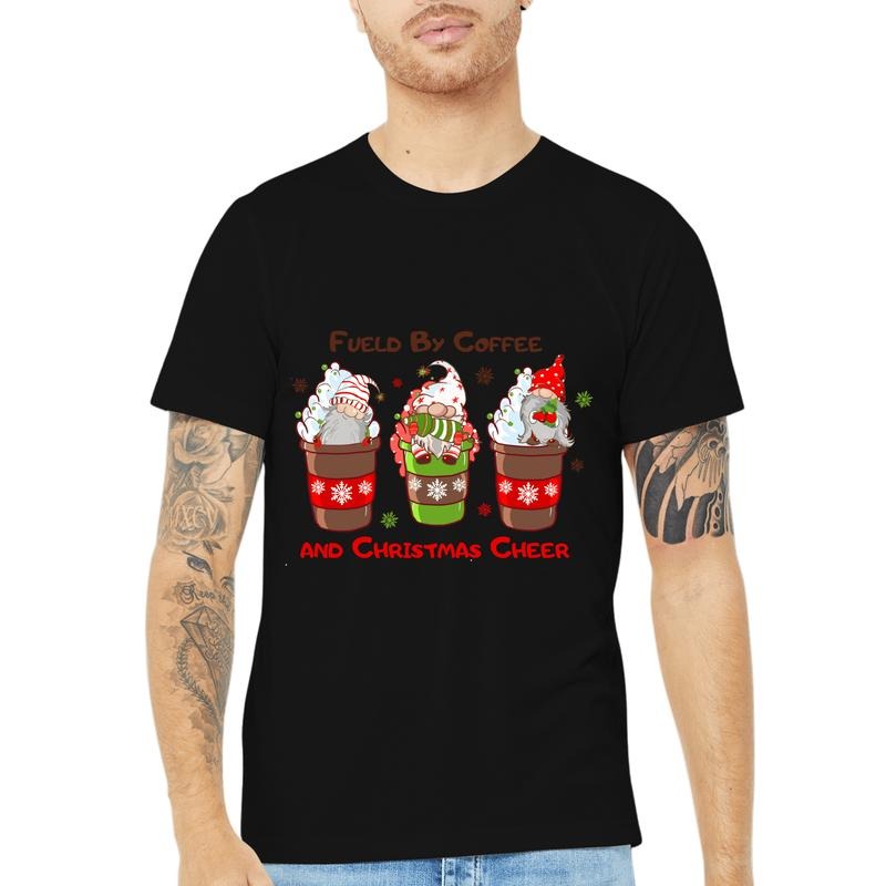 A Christmas-Themed T-Shirt with 'Fueled By Coffee And Christmas Cheer' Slogan" made in usa Hoodie Sweatshirt