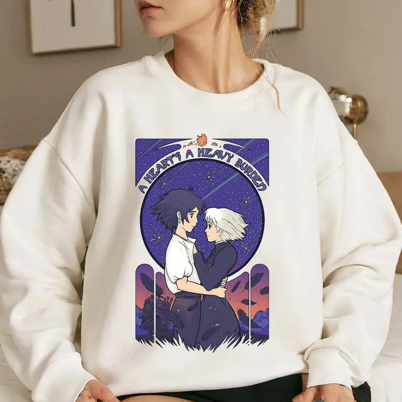 A Heart's A Heavy Burden Ghibli Shirt Crewneck Hoodie, Anime Otaku Shirt Comfort Cotton Sweatshirt | PrintMintTees.com