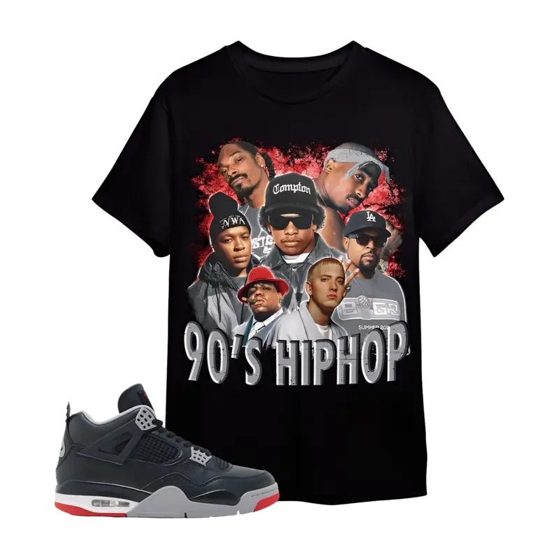 A J 4 Bred Reimagined Unisex T-Shirt, Throwback 90's, Shirt To Match Sneaker Hoodie Sweatshirt | PrintMintTees.com