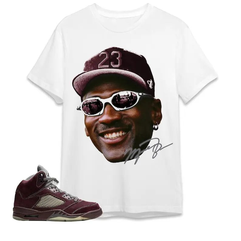 A J 5 Burgundy Unisex Shirt,  T-shirt, Head MJ, Shirt To Match Sneaker Hoodie Sweatshirt | PrintMintTees.com