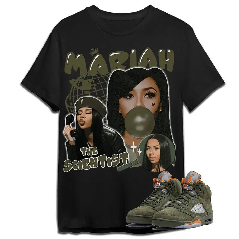 A J 5 Olive Unisex Shirt, Mariah TS, Shirt To Match Sneaker Color Black Hoodie Sweatshirt | PrintMintTees.com