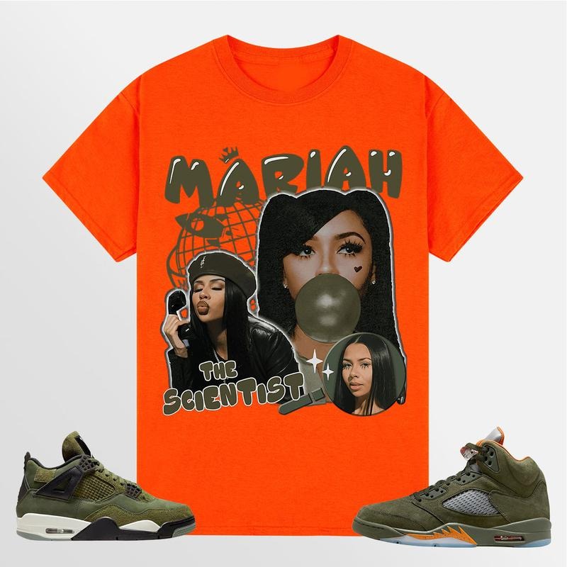 A J 5 Olive Unisex Shirt, Mariah TS, Shirt To Match Sneaker Color Orange Hoodie Sweatshirt | PrintMintTees.com