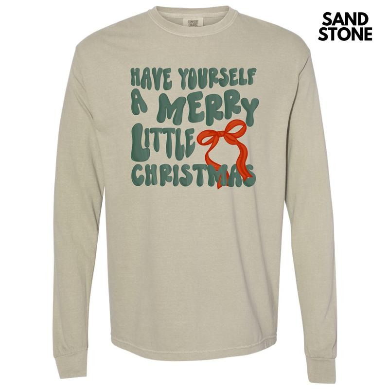 A Merry Little Christmas Long Sleeve Comfort Colors T-Shirt 'NLB' Hoodie Sweatshirt | PrintMintTees.com