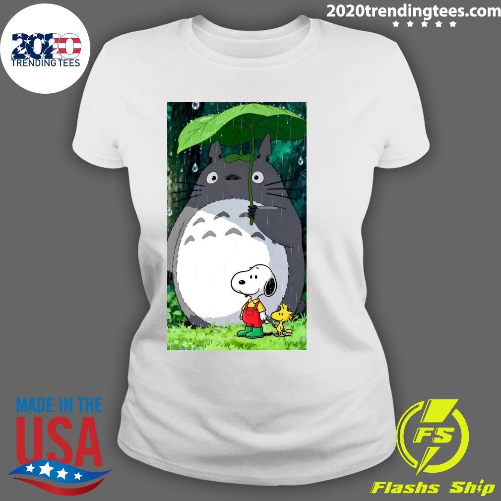 A Rainy Day with Friends Totoro, Snoopy and Woodstock Shirt