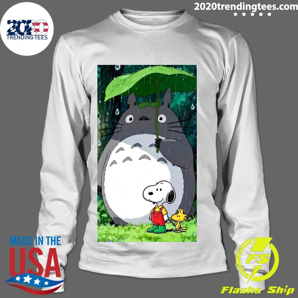 A Rainy Day with Friends Totoro, Snoopy and Woodstock Shirt