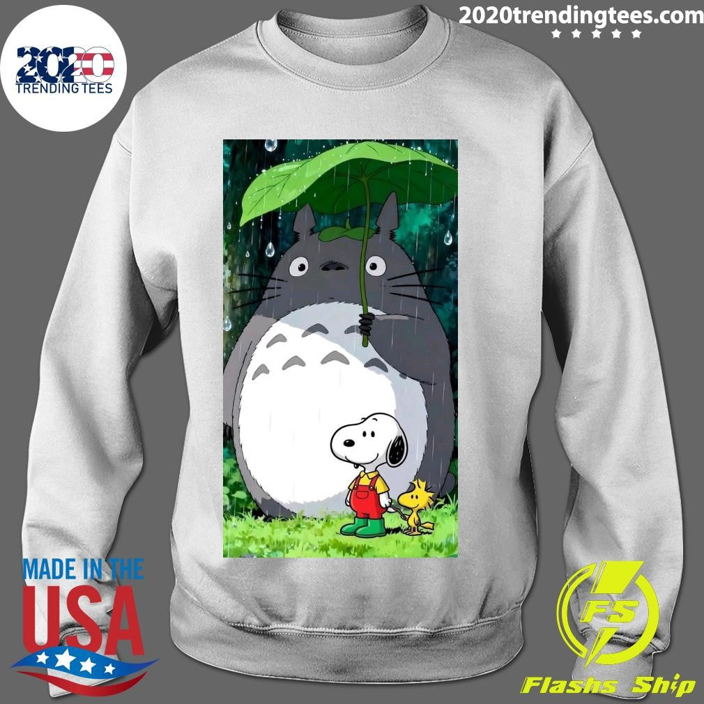 A Rainy Day with Friends Totoro, Snoopy and Woodstock Shirt