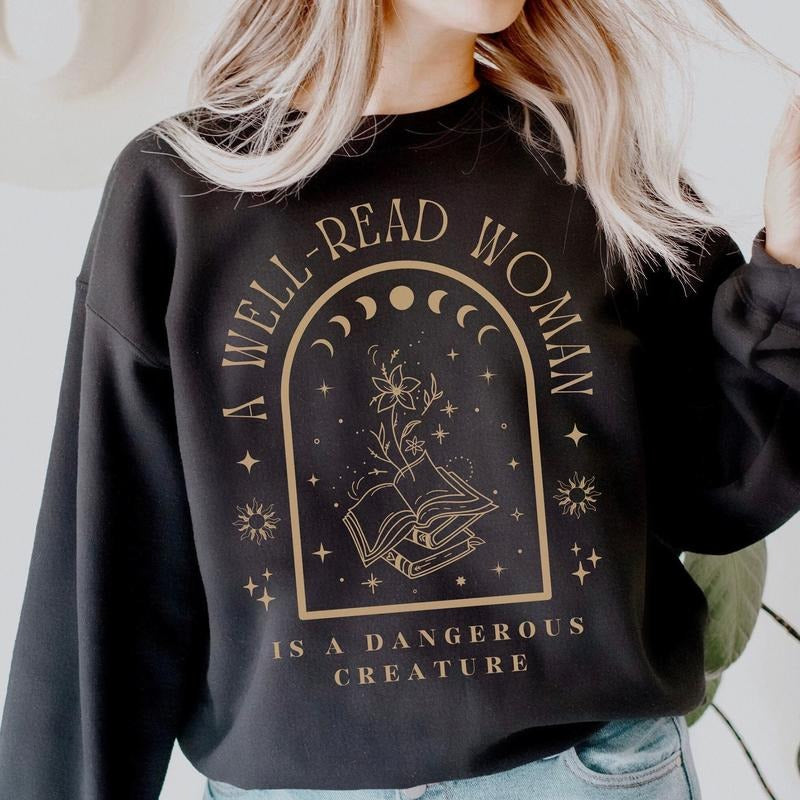A Well Read Woman Bookish Sweatshirt Book Sweatshirt Reading Sweatshirt Literature Shirt Librarian Shirt Bookish Crewneck...