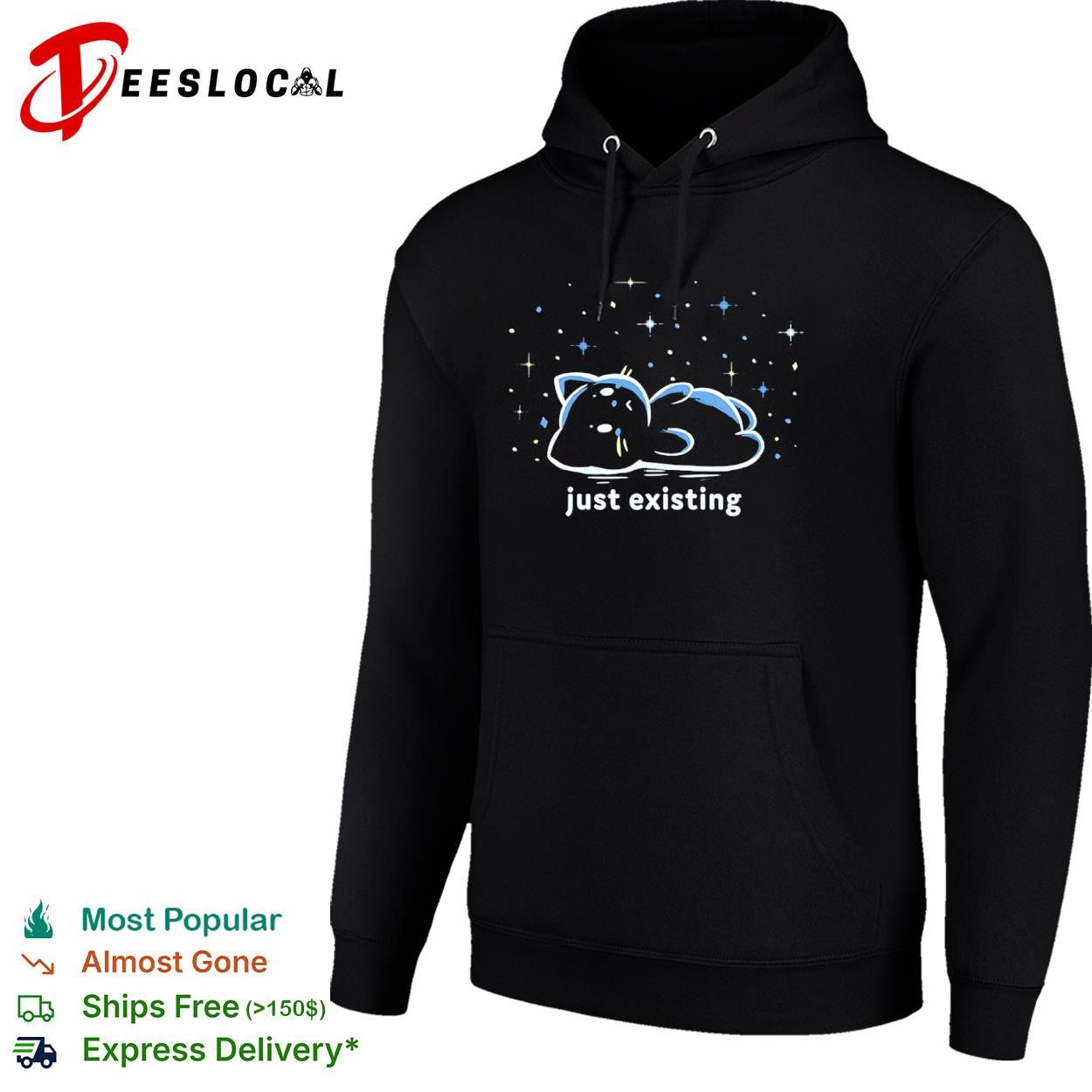 A cat just existing looking up at the stars shirt