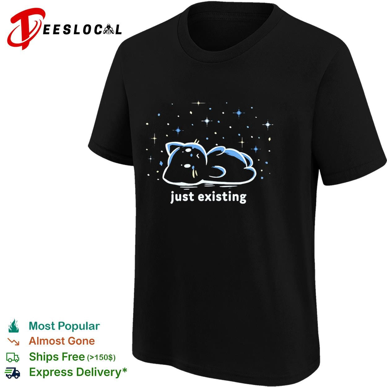 A cat just existing looking up at the stars shirt