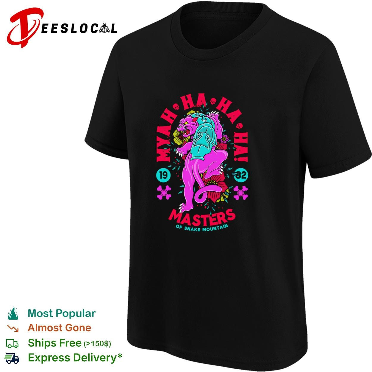 A tattoo style design featuring Panthor Masters of Snake Mountain 1982 shirt