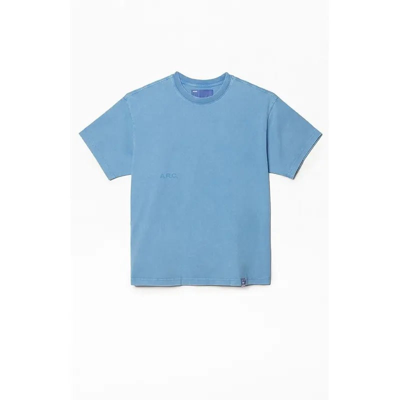 A.R.C. Men's Blue Vintage Wash Heavyweight Cropped Boxy T-Shirt Hoodie Sweatshirt | PrintMintTees.com