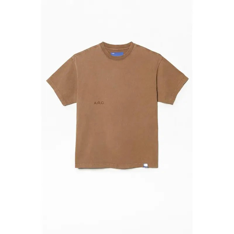 A.R.C. Men's Brown Vintage Wash Heavyweight Oversized T-Shirt Hoodie Sweatshirt | PrintMintTees.com