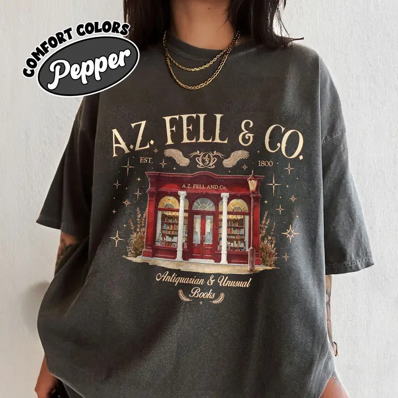 A.Z. Fell and Co Comfort Colors Shirt, Aziraphale Bookshop Shirt, Antiquarian and Unusual Books Tee, Ineffable Husbands ...