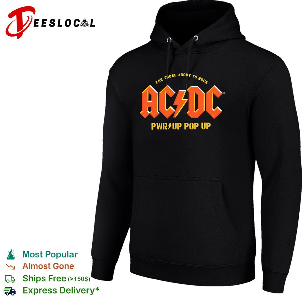 AC DC for those about to rock pwr up pop up logo shirt