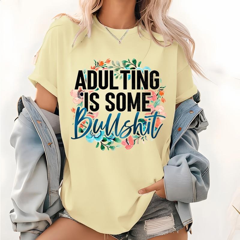 ADUL TING IS SOME BULL SHIT, Funny Mom Pattern T Shirt, Mothers Day Tops, Mom Life Shirt, Mama Tee, Gift For Mom, Tops...