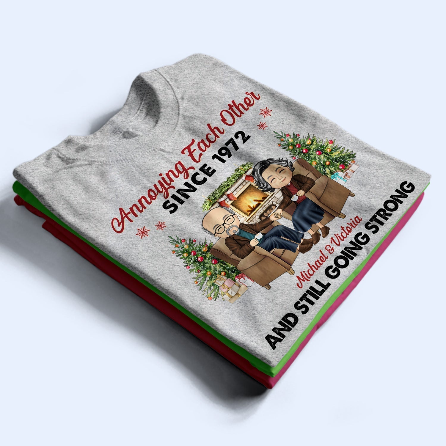 Christmas Family Chibi Old Couple Annoying Each Other Since - Gift For Couples - Personalized Custom Hoodie