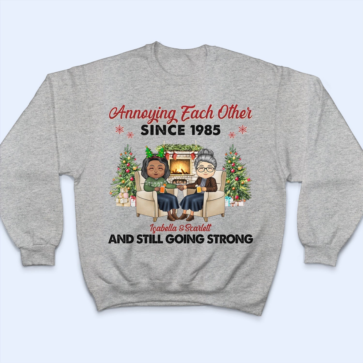 Christmas Family Chibi Old Couple Annoying Each Other Since - Gift For Couples - Personalized Custom Hoodie