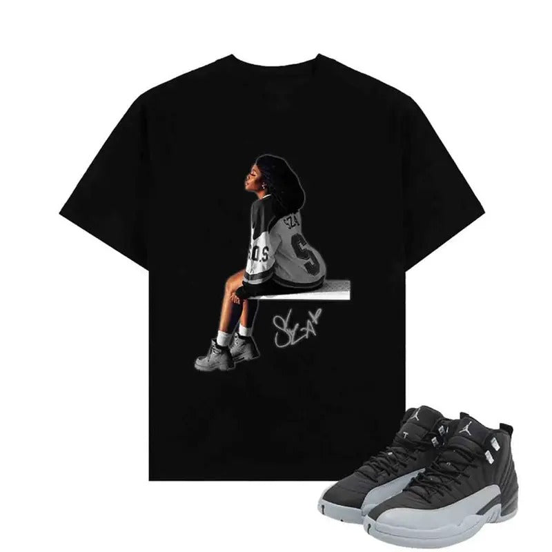 AJ 12 Wolf Grey Sneaker Match Shirt SZA Signature Cotton Shortsleeve Graphic Tee Hoodie Sweatshirt | PrintMintTees.com