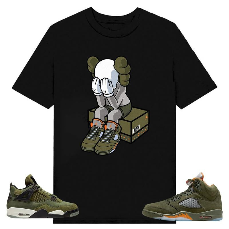 AJ5 Toy, Shirt to match A J 4 Retro SE Craft Medium Olive, A J 5 olive, Shirt to matching Sneaker Hoodie Sweatshirt