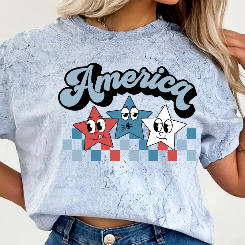 AMERICA STARS BABE SHIRT, 4TH OF JULY SHIRT, JULY 4TH SHIRT UNISEX COTTON SHIRT, OVERSIZED HOLIDAY SUMMER SHIRT Comfort...