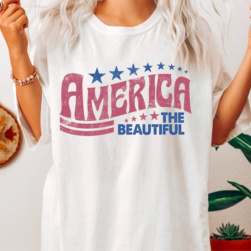 AMERICA THE BEAUTIFUL #2 SHIRT, 4TH OF JULY SHIRT, JULY 4TH SHIRT UNISEX COTTON SHIRT, OVERSIZED HOLIDAY SUMMER SHIRT...