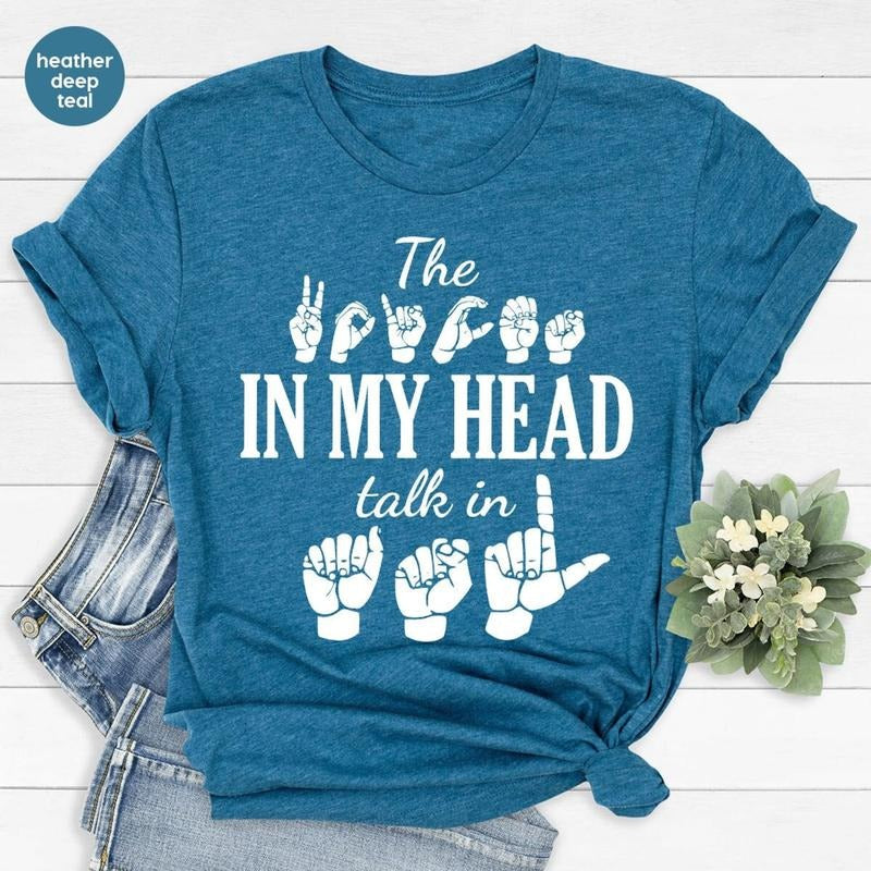 ASL Teacher Gift, Sign Language Tshirt, ASL Awareness T-Shirt, Deaf Community Shirt, American Sign Language Vneck Shirts,...