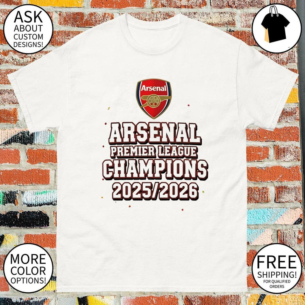 Arsenal FC Premier League Champions 2025 2026 logo shirt