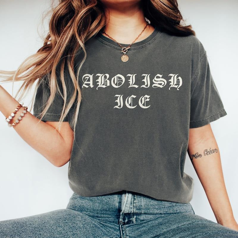 Abolish ICE Shirt, No Human Is Illegal Comfort Colors Shirt, Immigrant Rights Political Shirt, End ICE Aesthetic Social...