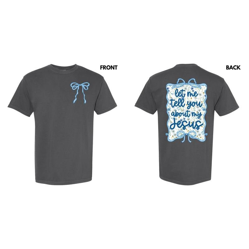 About My Jesus Blue Floral Comfort Colors T-Shirt 'NLB' Hoodie, Sweatshirt | PrintMintTees.com
