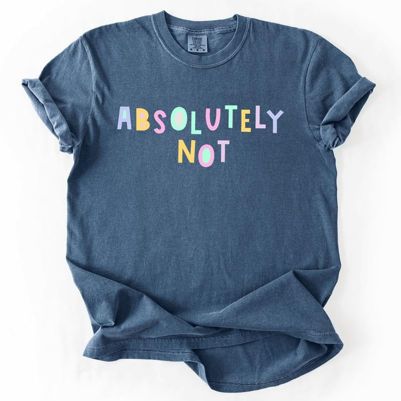 Absolutely Not, Colorful, Sassy, Sarcastic, Minimalist, Funny, Comfort Colors T-Shirt, Women's Comfort Colors Tee Hoodie...
