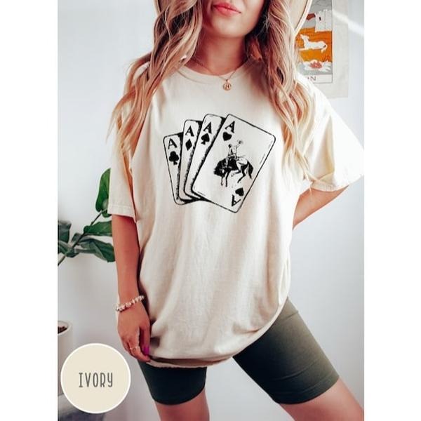 Ace Card Cowboy Tshirt,Playing Card Shirt,Poker Card Games Shirt,Country Girl Shirt,Western Shirt,Country Shirt Hoodie...
