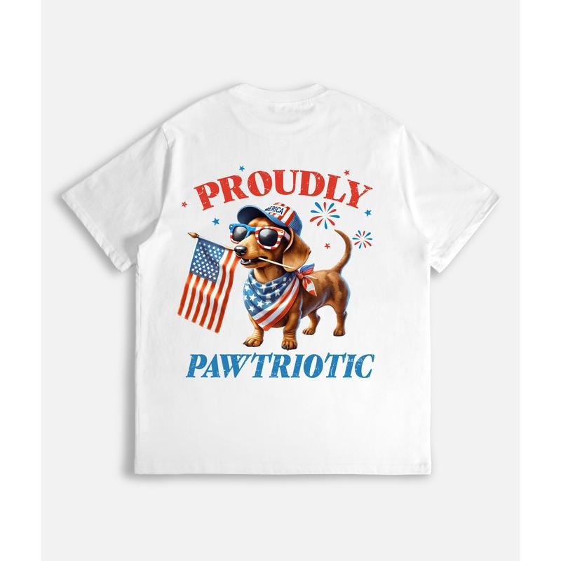 Adorable Patriotic T - Shirt: Show Your Love for Country with a Paw