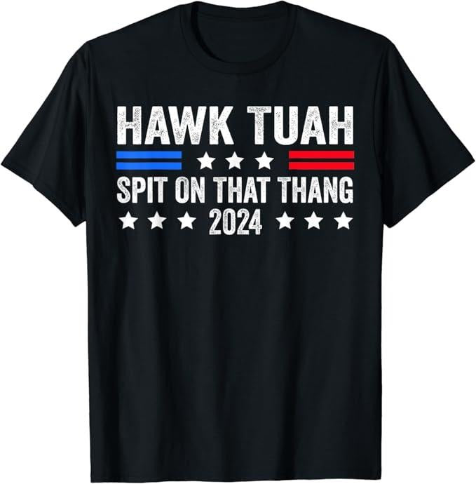 Humor Shirts American Flag Hawk Tuah 24 Spit That Thang Vintage Top Casual Classic Cotton T-Shirts, Hoodie, Sweatshirt