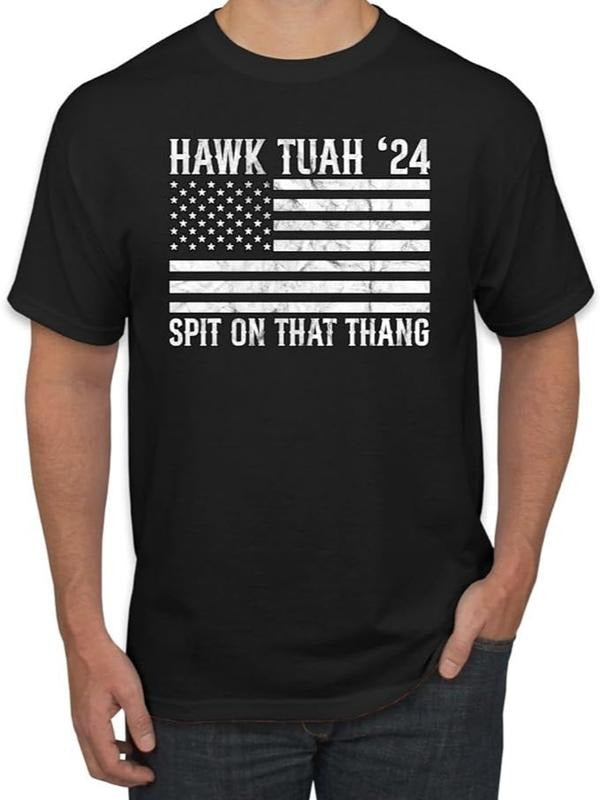 Humor Shirts Hawk Tuah '24 Spit That Thang USA Flag Pop Culture Casual Classic T-Shirts, Hoodie, Sweatshirt