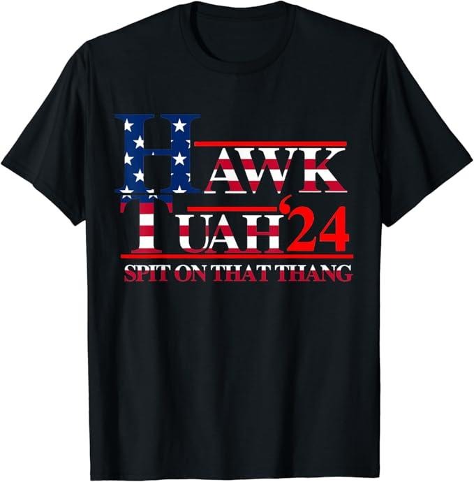 Humor Shirts Hawk Tuah 24 Spit That Thang Usa Flag Pattern Menswear Top Casual Classic Shirt Hoodie Sweatshirt