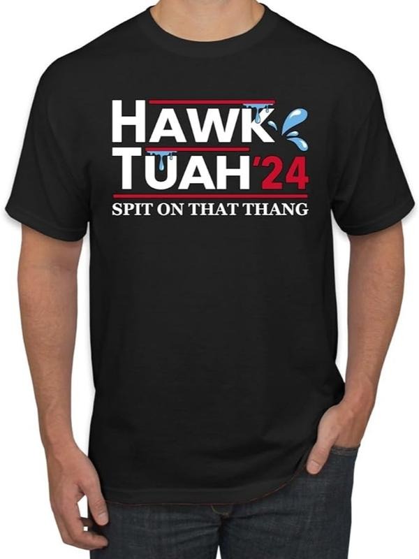 Adult Humor Shirts, Spit On That Thang Hawk Tuah '24 Pop Culture Shirt Menswear Casual Classic Cotton Hoodie Sweatshirt