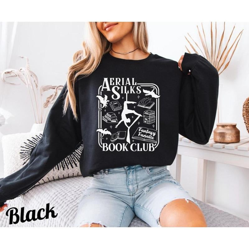 Aerial Silks Fantasy Book Lover Sweatshirt Aerialsilks Aerial Dance Bookish Cottagecore Aesthetic Pullover Gift Booklove...