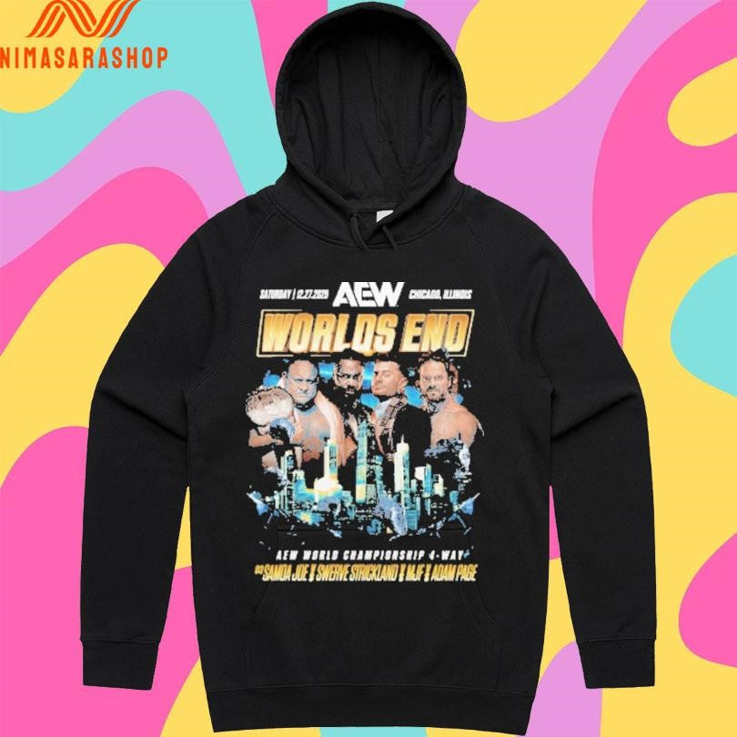 Aew Worlds End 2025 Matchup Samoa Joe Vs Hangman Adam Page Vs Swerve Strickland Vs Mjf Aew World Championship 4 Way Shirts