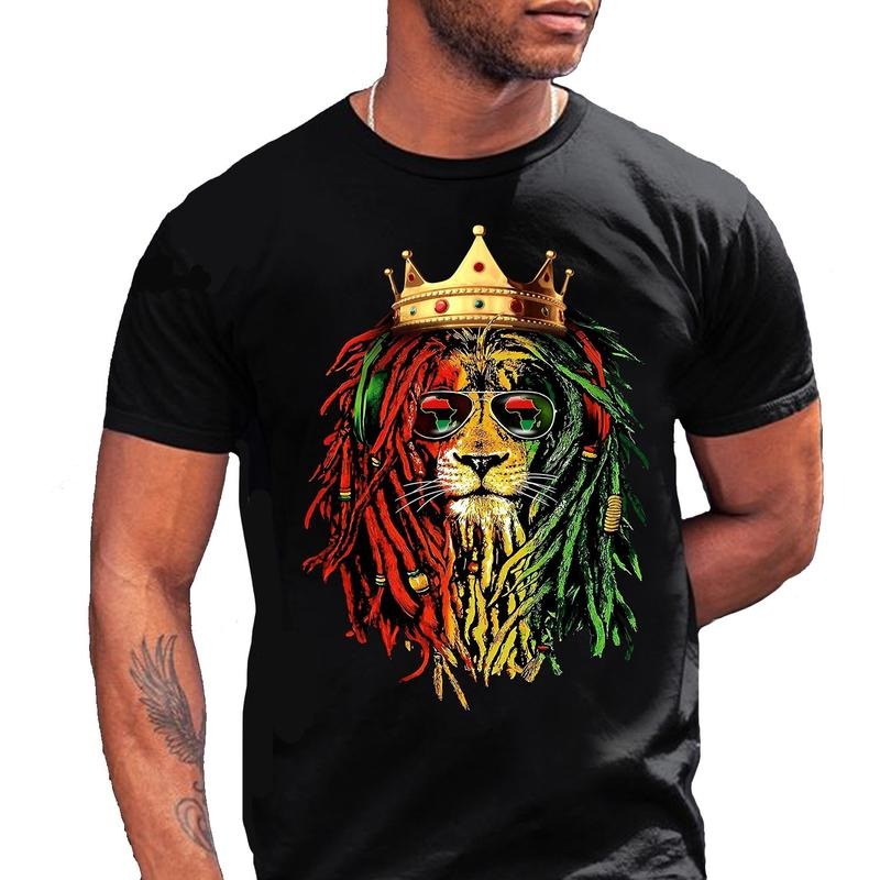 Afro Lion King Strong Black Men T-shirt, Black Pride