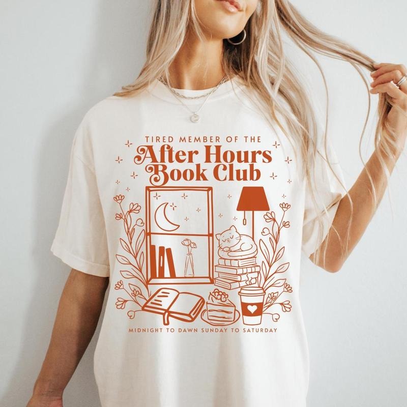 After Hours Book Club Late Night Bookish Shirt Things One More Chapter Book Related Booktrovert Booktok Night Owl Book T-Shirts, Hoodie, Sweatshirt