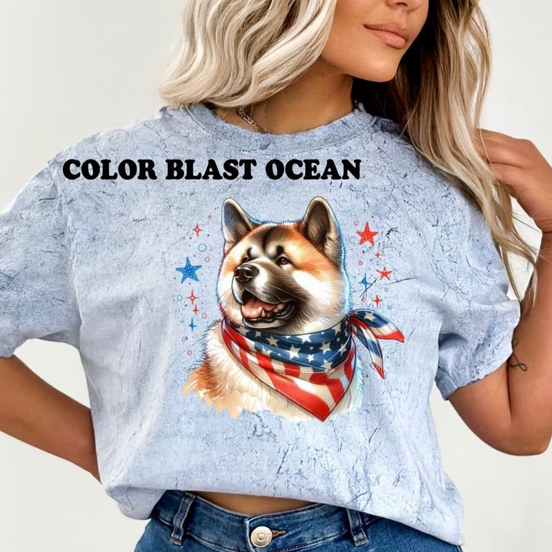 Akita Patriotic Dog Shirt ~ Unisex Apparel Relaxed Fit Printed In The USA Clothing Womenswear Casual Comfort Cotton Top...