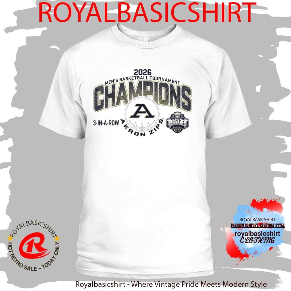 Akron Zips MAC Mens Basketball Tournament Champions 2026 3 In A Row T-Shirt