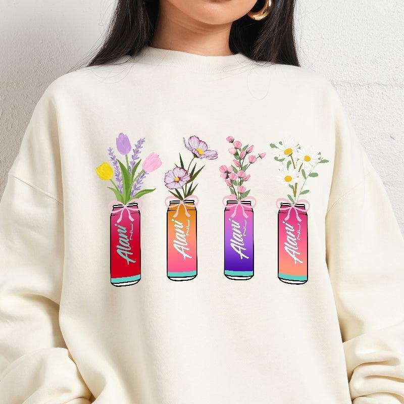 Alani Nu Sweatshirt, Alani Nu Flower Crewneck - Every Style Imaginable - Shades For Everyone -  Celebrity Style T-Shirts,...