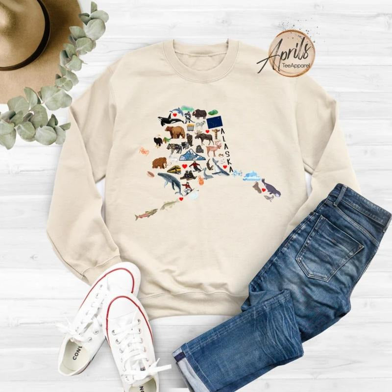 Alaska Sweatshirt, Alaska Hoodie, State Sweatshirt Fashion Sweaters Shirt | PrintMintTees.com