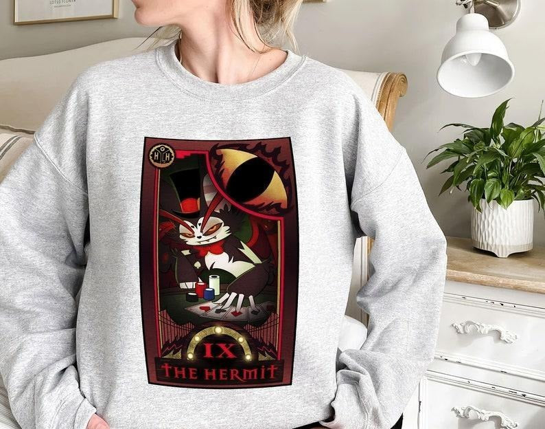 Alastor's Lackey The Hermit, Hazbin Hotel Tarot Card Sweatshirt Shirt Hoodie | PrintMintTees.com