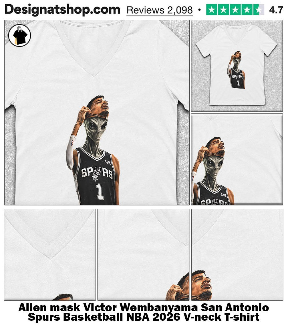 Alien mask Victor Wembanyama San Antonio Spurs Basketball NBA 2026 shirt